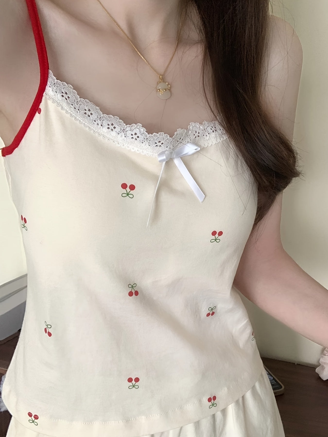 Summer Pure Desire Pajama Set, Sweet Floral Pajamas for Women with Bra Pad, New Summer Cami Shorts Loungewear Two-Piece Set