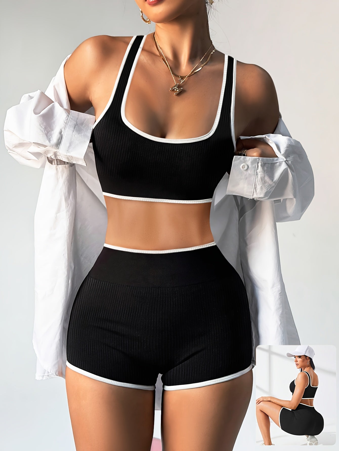 1pc- Women's Halter Neck Solid Color s Set, The Fabric Is Lightweight, Breathable, Comfortable, Soft And Washable, Suitable for Daily Exercises, Outdoor, Cycling, Mountaineering, Exercises