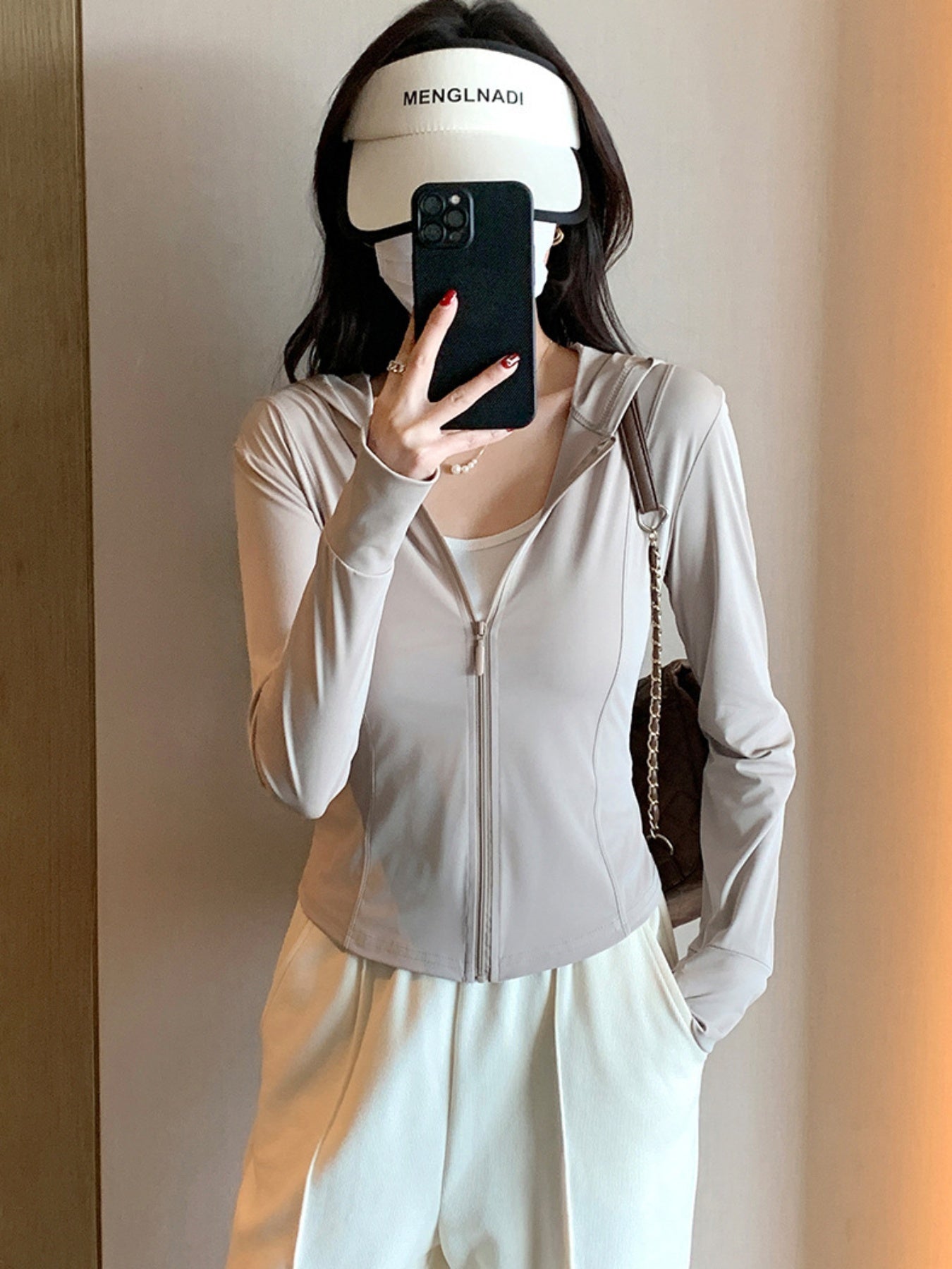 Women'S Lightweight Sun-Protective Ice-Like Breathable Clothing - -Proof Thin Sunscreen Jacket with Zipper Front, Round Neck & Side Pockets for Outdoor, Summer Casual Wear, Clothing, Minimalist Design, Skinfriendly Material