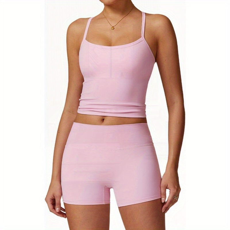 Two Piece Workout Sets for Women Tank Top Matching High Waist Booty Lifting Shorts Gym Yoga Active Wear Outfits