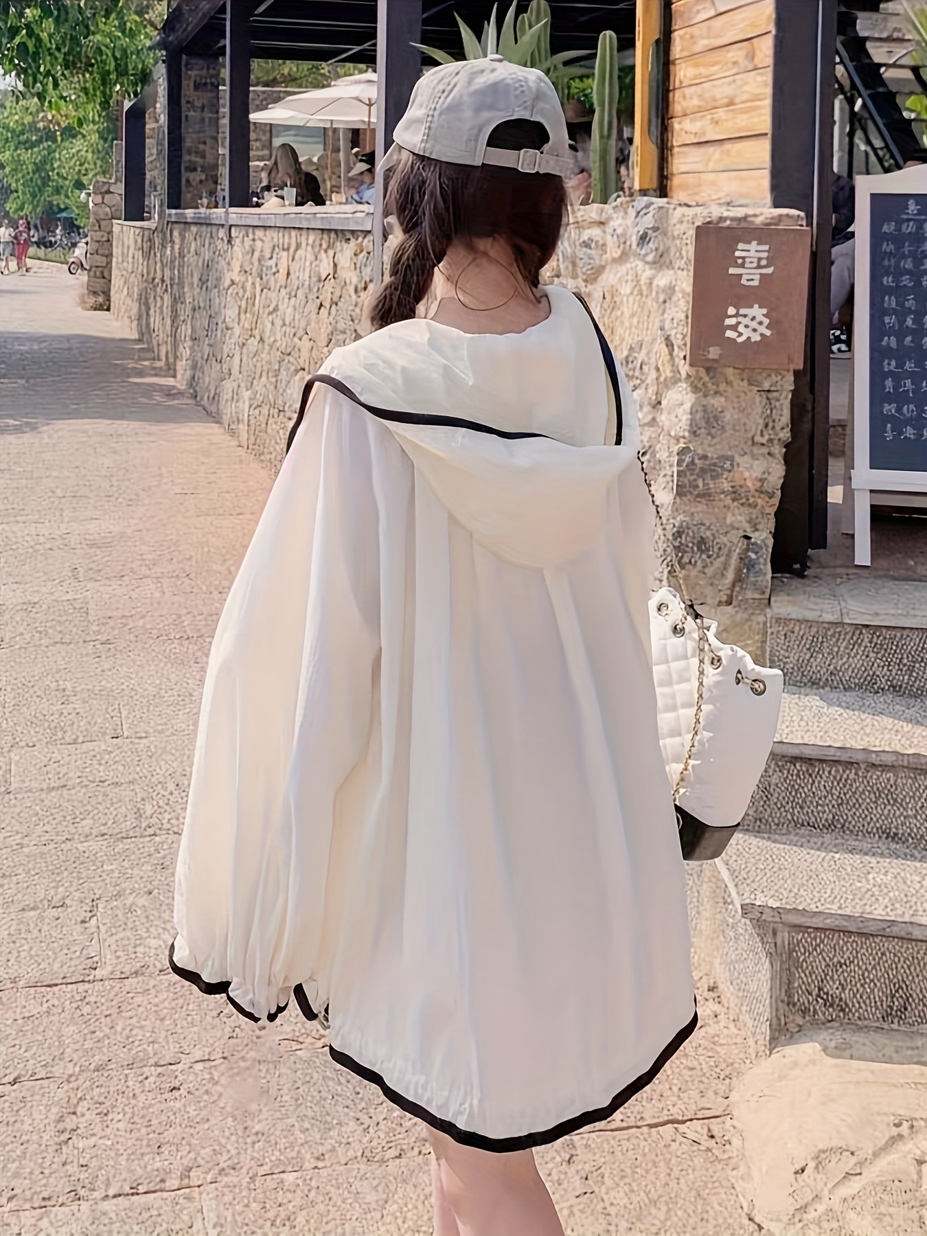 Women'S Casual Hooded Sun-Protective Jacket - Beige, Long Sleeve, Loose Fit, Breathable, Drawstring, All-Season Top for Summer, Outdoor Activities, Casual Summer Wear | Relaxed Fit Jacket | Durable Fabric, Clothing