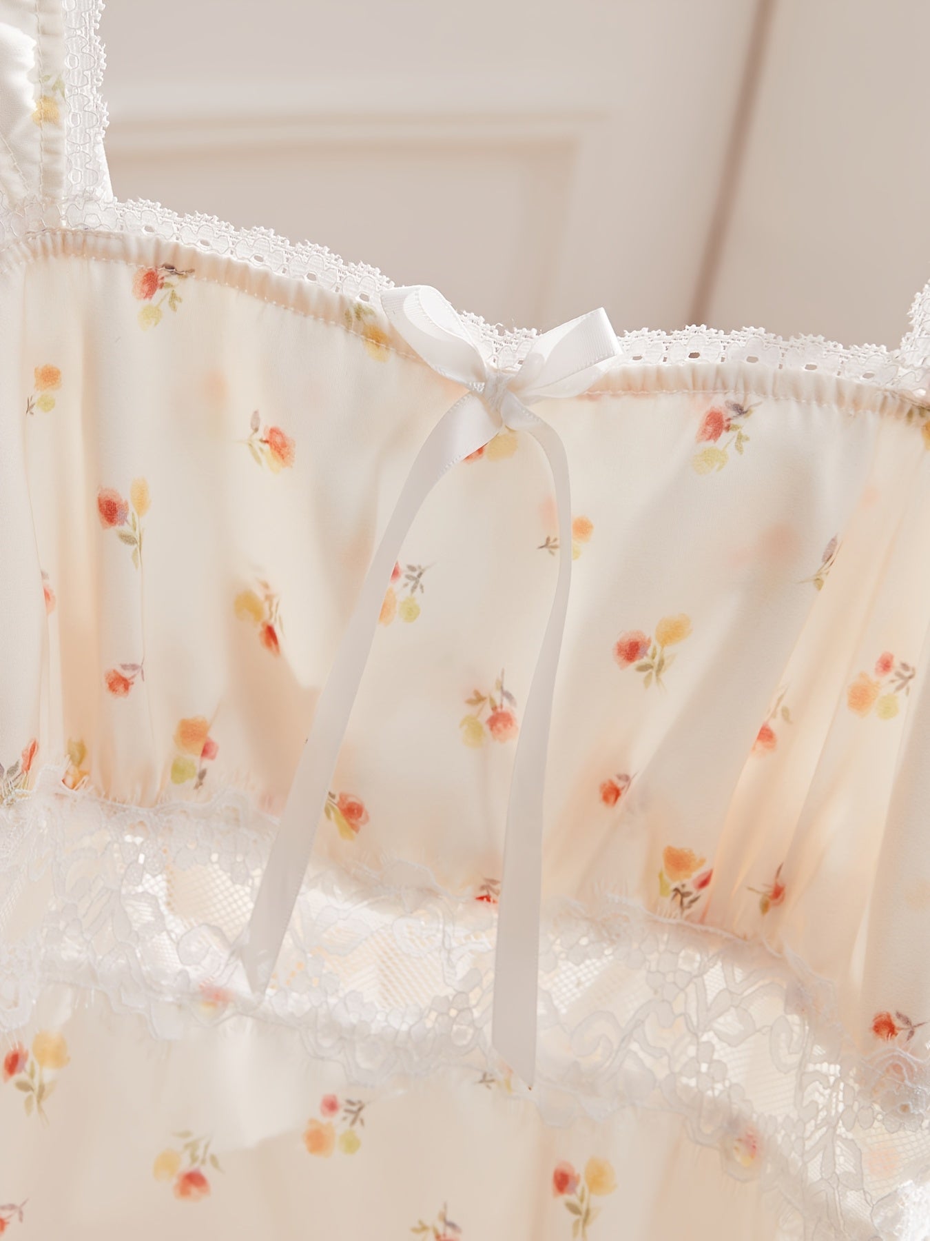 Sweetie Floral Print Women'S Cute Nightgown, Hook Eye Back, Cooling Fabric, Easy to Perfect Fit Different Size, Women'S Pajamas Slip Nightie for Spring& Hot Summer