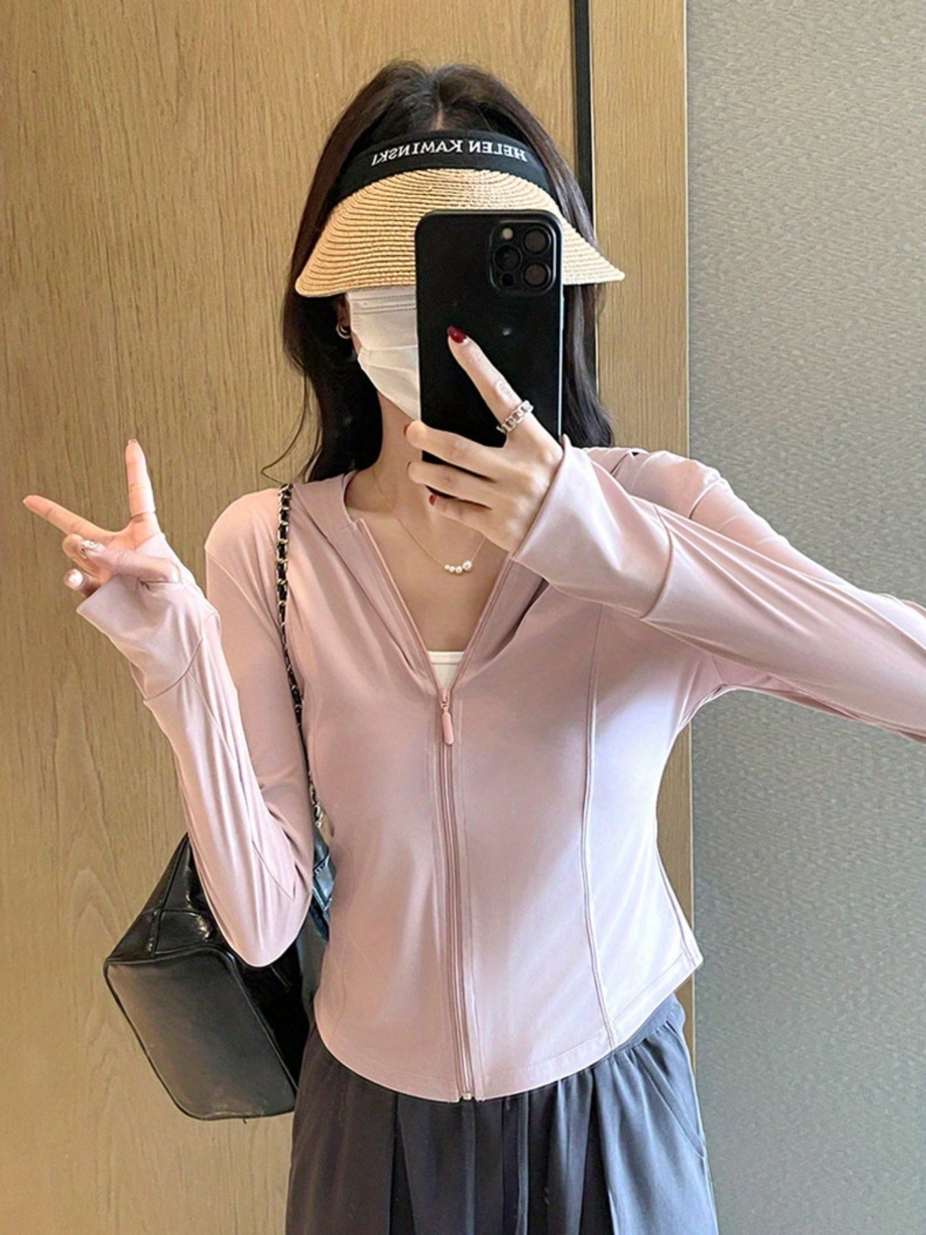 Women'S Lightweight Sun-Protective Ice-Like Breathable Clothing - -Proof Thin Sunscreen Jacket with Zipper Front, Round Neck & Side Pockets for Outdoor, Summer Casual Wear, Clothing, Minimalist Design, Skinfriendly Material