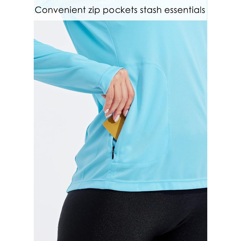 Women's Sun Protection Hoodie UPF 50+ Fishing Hiking Shirt Long Sleeve SPF Shirt with Face Mask Lightweight