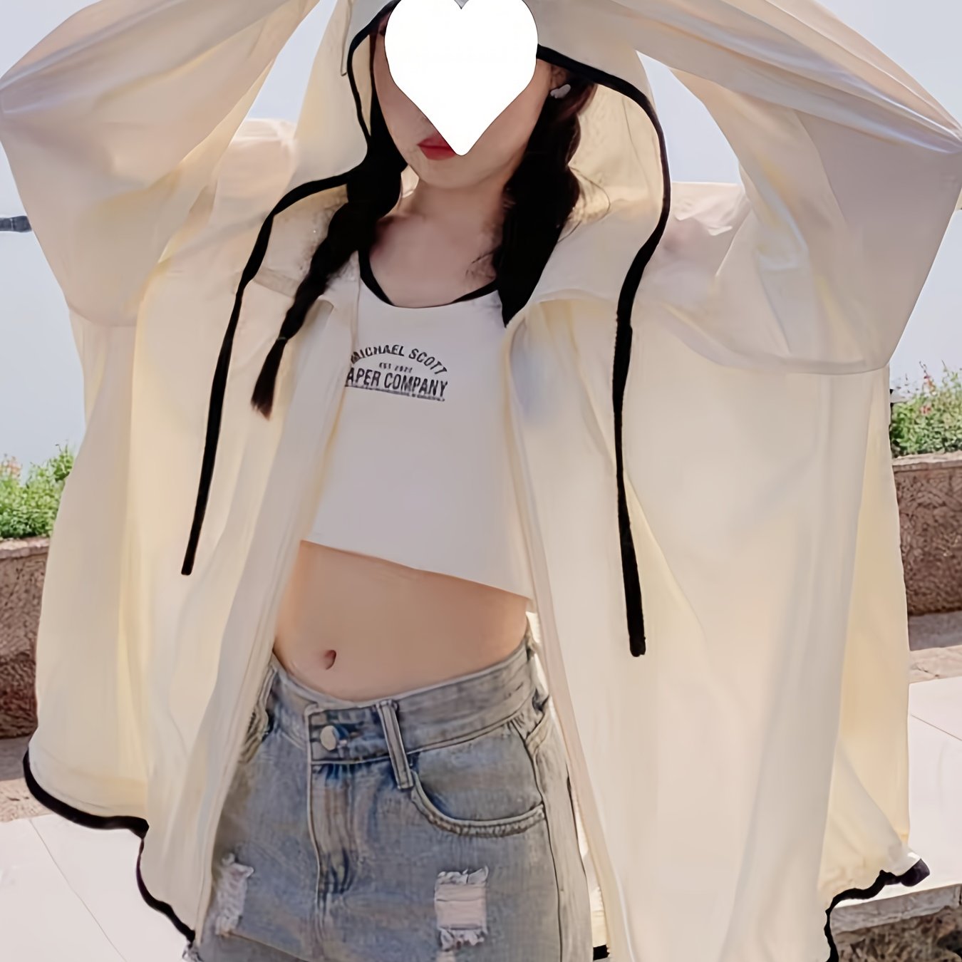 Women'S Casual Hooded Sun-Protective Jacket - Beige, Long Sleeve, Loose Fit, Breathable, Drawstring, All-Season Top for Summer, Outdoor Activities, Casual Summer Wear | Relaxed Fit Jacket | Durable Fabric, Clothing