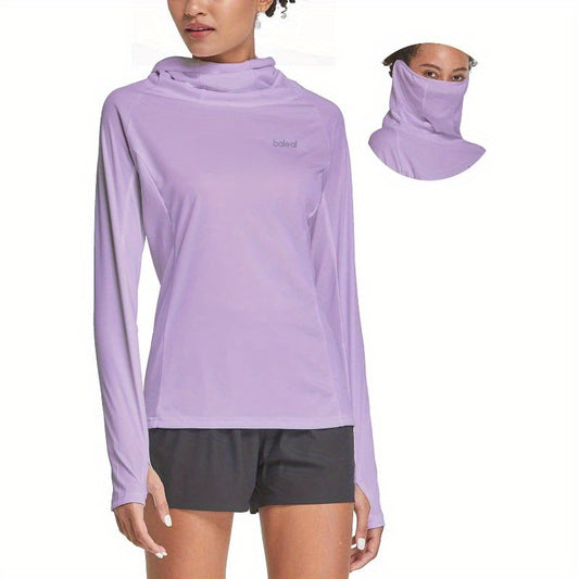 baleaf Women's Long Sleeve Rash Guard with Face Cover UPF 50+ Swim Shirts Sun Hoddie Lightweight Quick Dry Hiking Tops