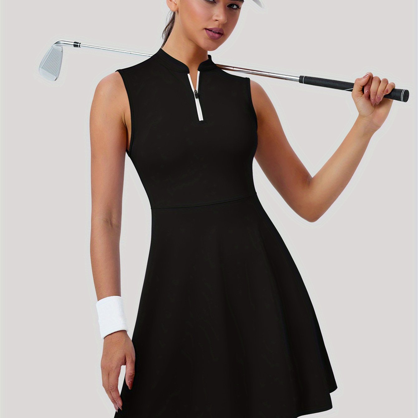 Tennis Dress for Women Golf Dress with Built in Shorts and Pockets Sleeveless Zipper Workout Athletic Dresses