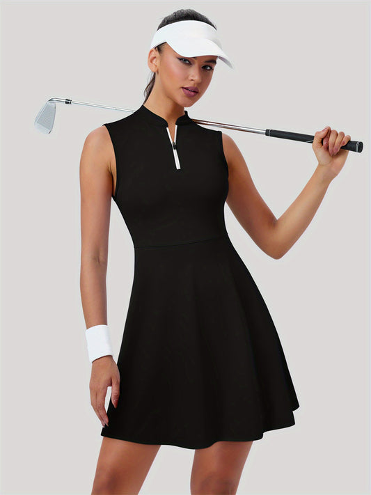 Tennis Dress for Women Golf Dress with Built in Shorts and Pockets Sleeveless Zipper Workout Athletic Dresses