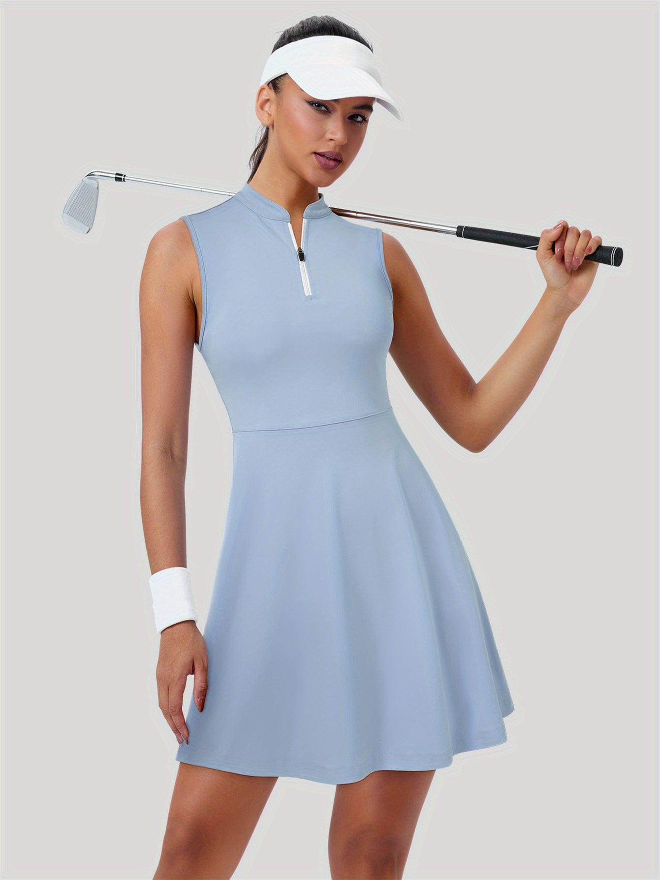 Tennis Dress for Women Golf Dress with Built in Shorts and Pockets Sleeveless Zipper Workout Athletic Dresses