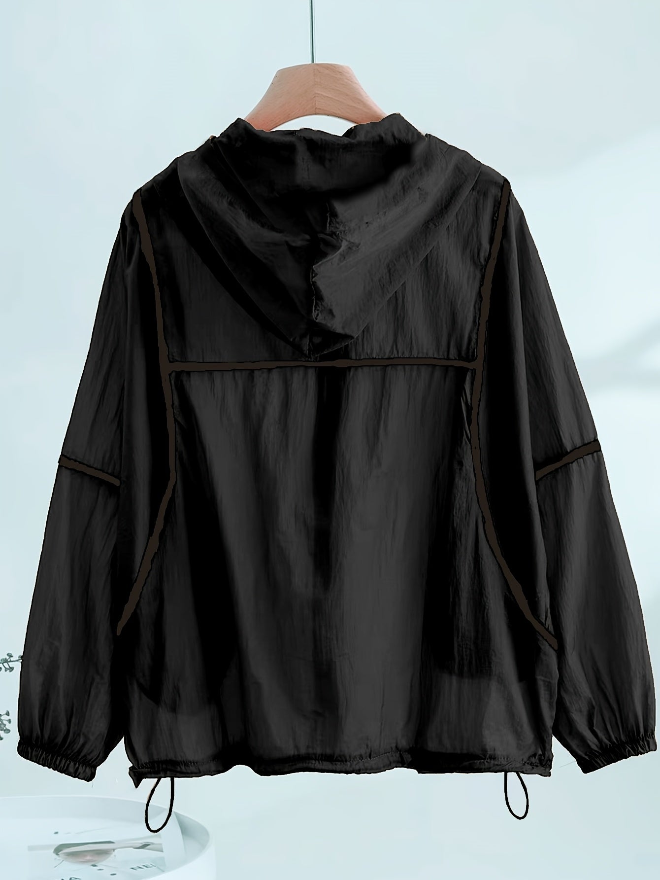 Women's Bohemian Lightweight Sun-Protective Beach Cover-Up - Sheer Breathable Hooded Long Sleeve Shirt with Pockets, Loose Fit Outdoor Casual Top for Poolside & Seaside Outings, Clothing, Nonelastic Fabric