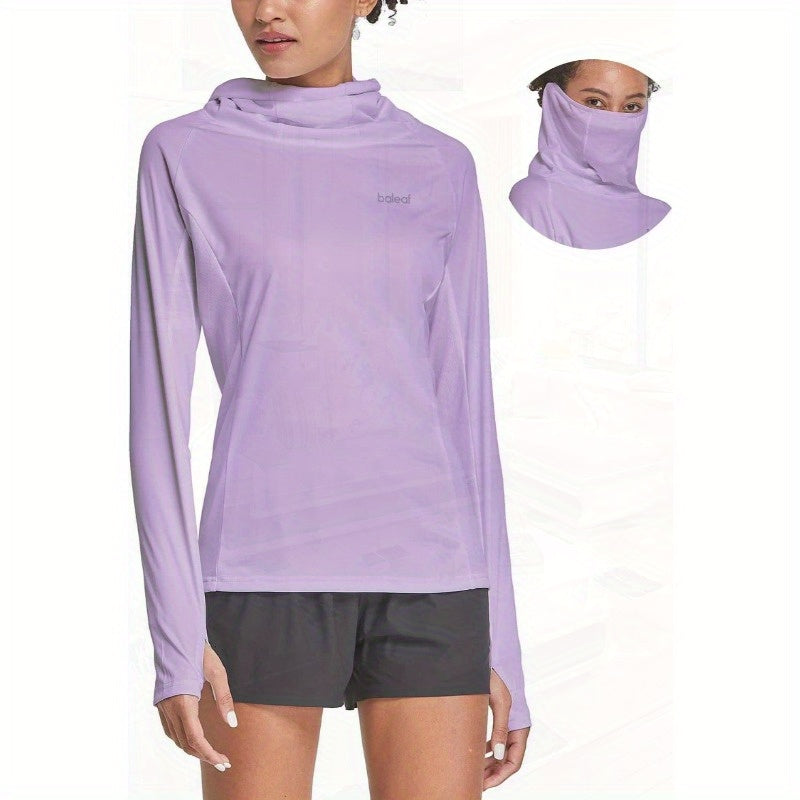 baleaf Women's Long Sleeve Rash Guard with Face Cover UPF 50+ Swim Shirts Sun Hoddie Lightweight Quick Dry Hiking Tops