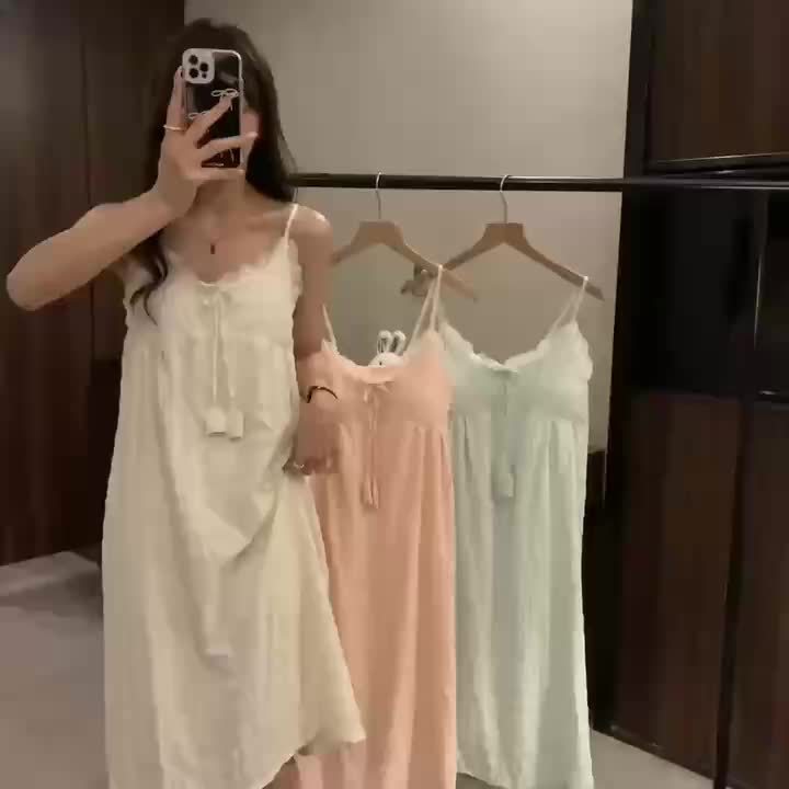 Elegant Off-Shoulder Mini Nightgown with Lace Trim - Sexy Solid Beige Cami Sleep Dress for Women, Soft Polyester Fabric, Summer Sleepwear and Loungewear, Casual Loungewear | Feminine Sleepwear | Polyester Nightgown