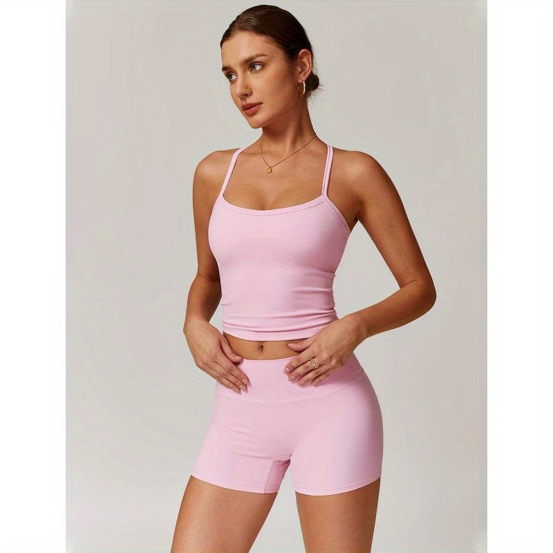 Two Piece Workout Sets for Women Tank Top Matching High Waist Booty Lifting Shorts Gym Yoga Active Wear Outfits