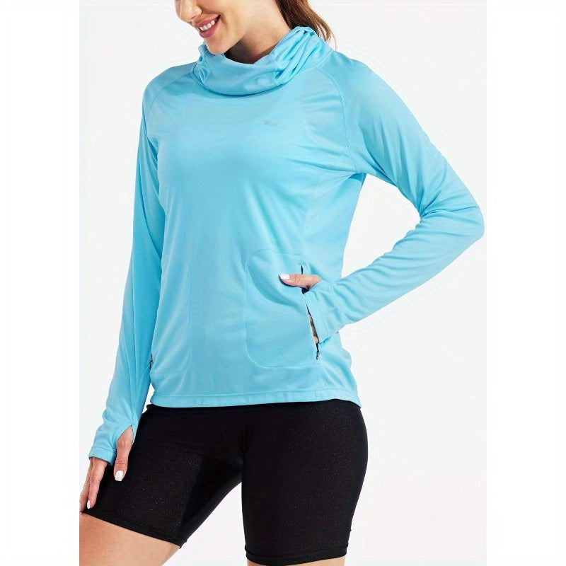 Women's Sun Protection Hoodie UPF 50+ Fishing Hiking Shirt Long Sleeve SPF Shirt with Face Mask Lightweight