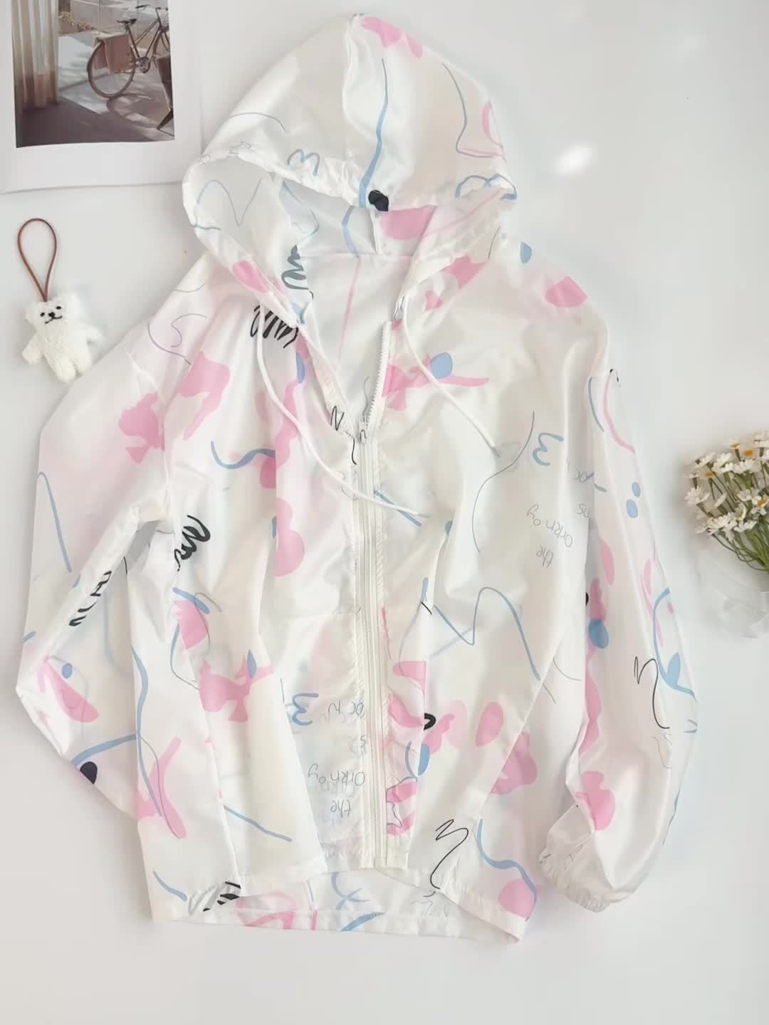 Women's Lightweight Hooded UPF Shirt - Sporty Striped Long Sleeve Zip-Up Top for Spring Summer Fall, Casual Outdoor Beach Wear, Beach Clothes, Hooded Sunshirt, Soft Fabric Clothing