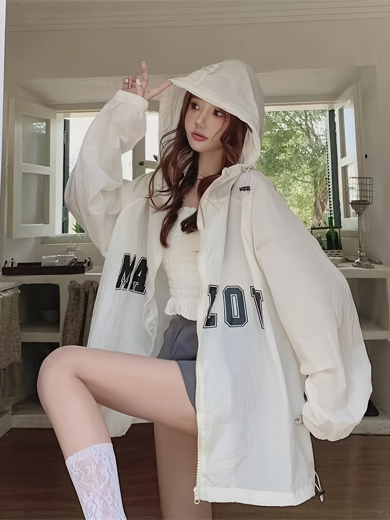 Hooded Sunscreen Jacket for Women's New Year, Versatile, Loose, Lazy, Summer, Resistant, Thin, Breathable Jacket