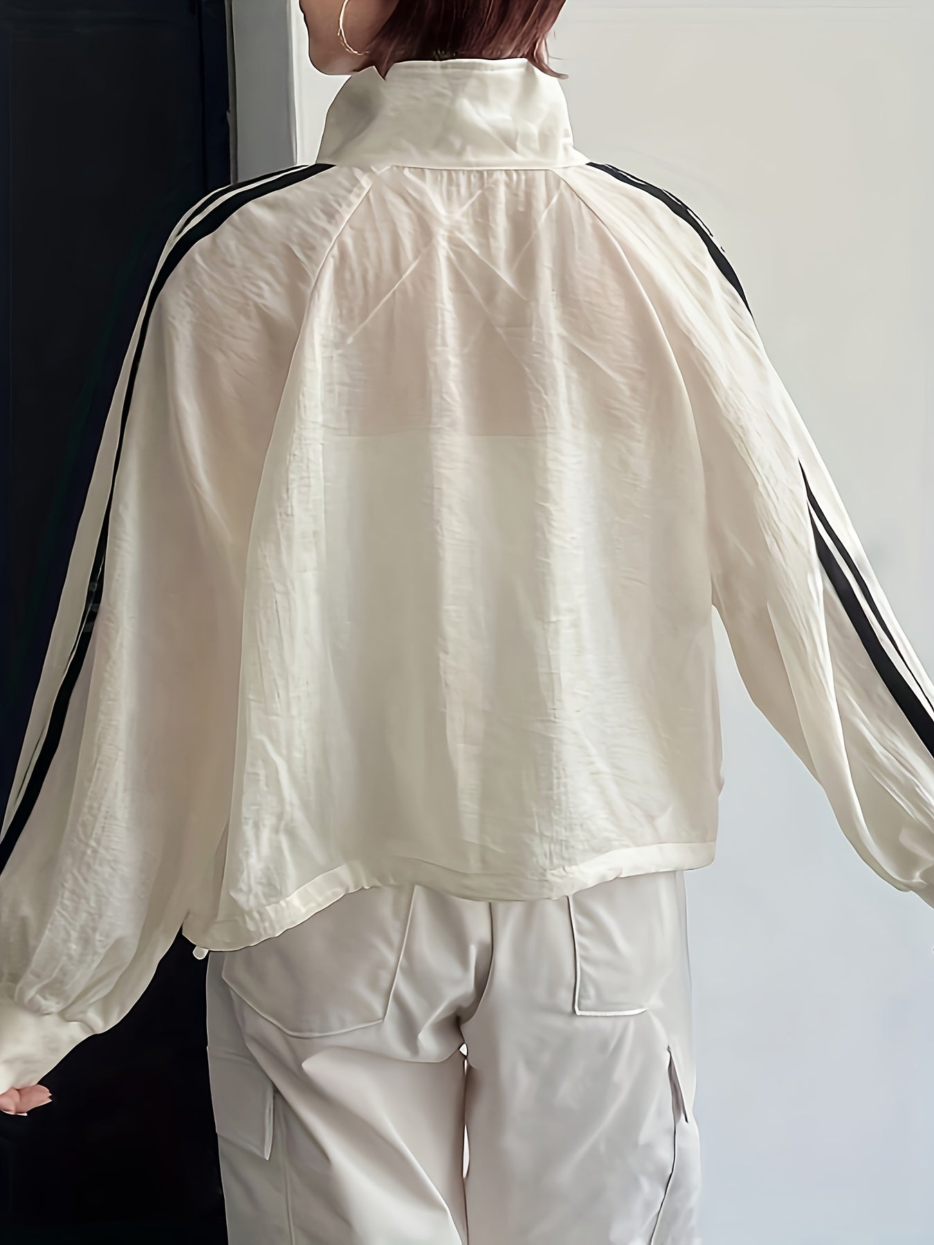 Women'S Casual Stand Collar Zip-Up Sun Protection Shirt - Long Sleeve, Solid Color, Non-Stretch Fabric, Perfect for Spring\u002FSummer Weekend Casual Wear, Sun Protection Top | Zipup Shirt | Nonstretch Fabri