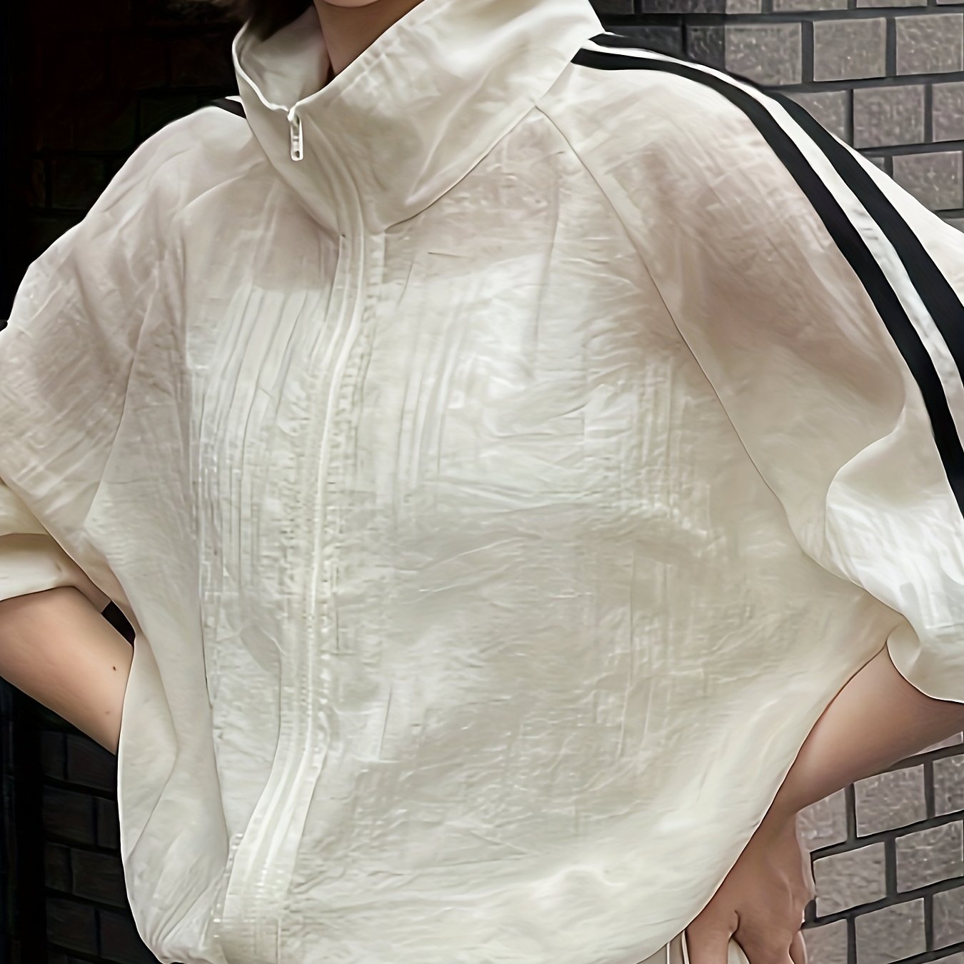Women'S Casual Stand Collar Zip-Up Sun Protection Shirt - Long Sleeve, Solid Color, Non-Stretch Fabric, Perfect for Spring\u002FSummer Weekend Casual Wear, Sun Protection Top | Zipup Shirt | Nonstretch Fabri