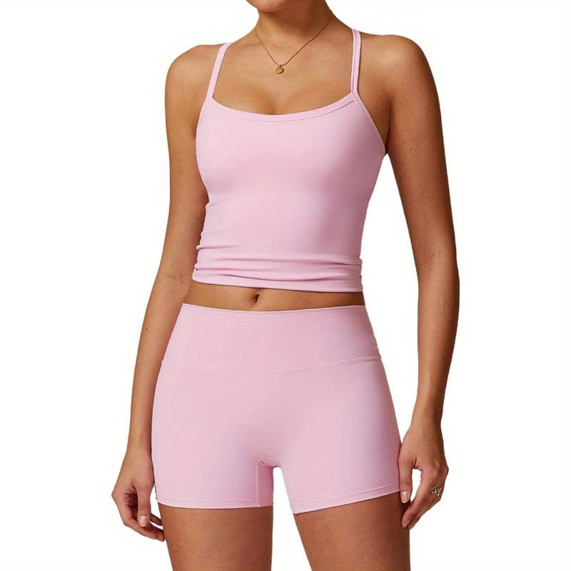 Two Piece Workout Sets for Women Tank Top Matching High Waist Booty Lifting Shorts Gym Yoga Active Wear Outfits