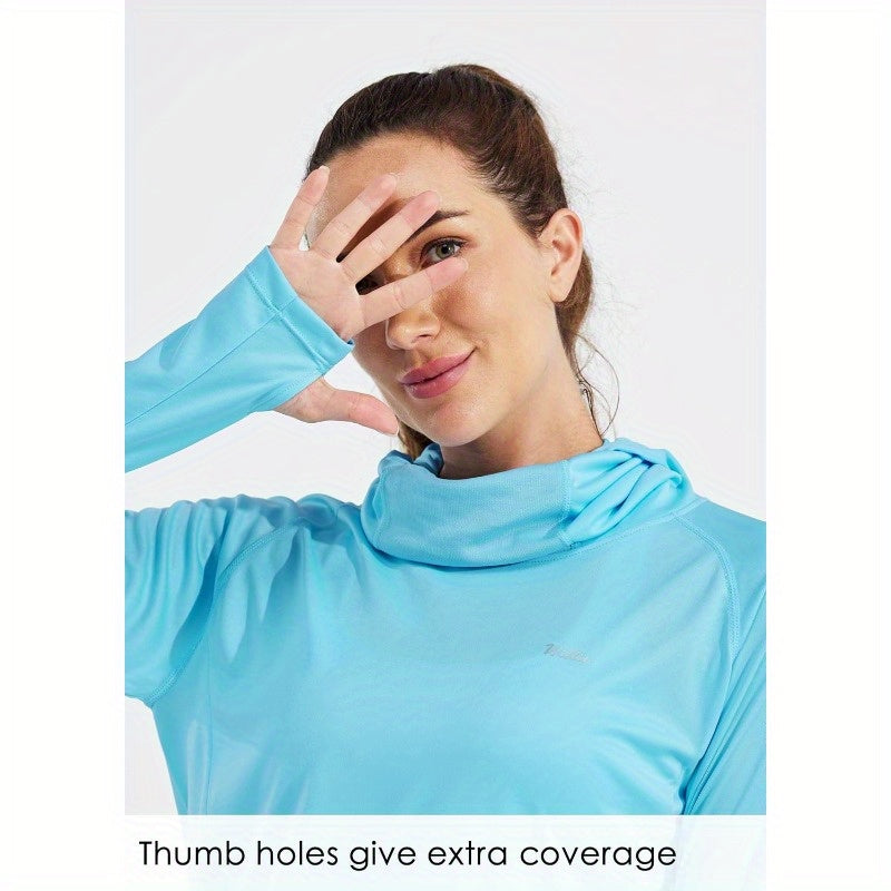 Women's Sun Protection Hoodie UPF 50+ Fishing Hiking Shirt Long Sleeve SPF Shirt with Face Mask Lightweight