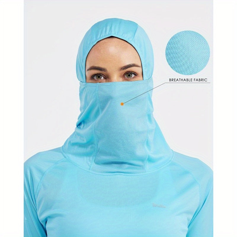 Women's Sun Protection Hoodie UPF 50+ Fishing Hiking Shirt Long Sleeve SPF Shirt with Face Mask Lightweight