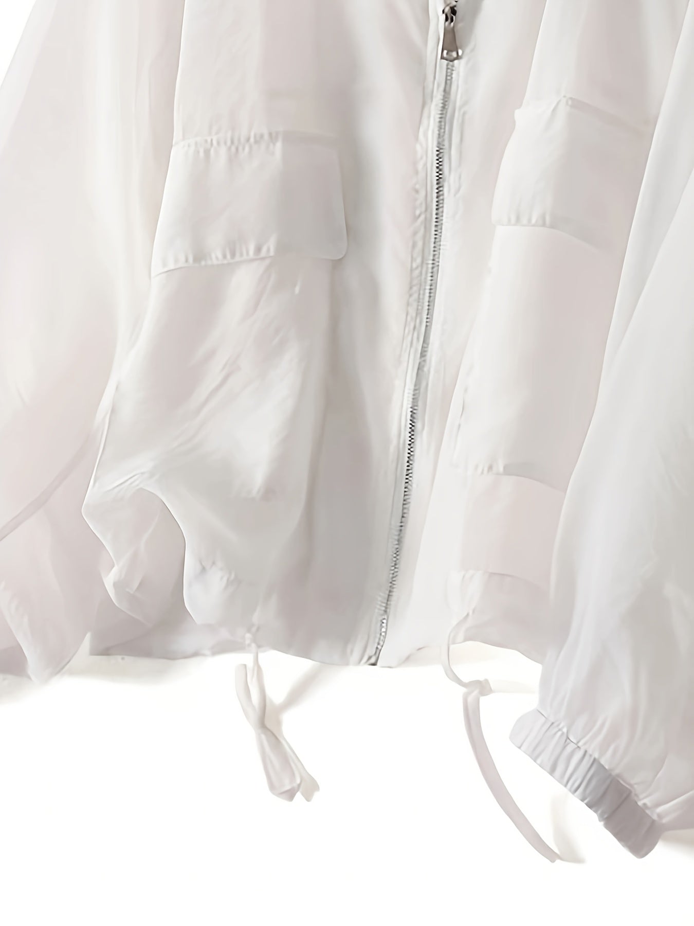 Women'S Lightweight Breathable Sun Protection Hooded Jacket - Casual Solid Color Zip-Up Long Sleeve Outerwear with Drawstring Detail, Spring\u002FSummer Collection, Loose Fit, Polyester Fabric