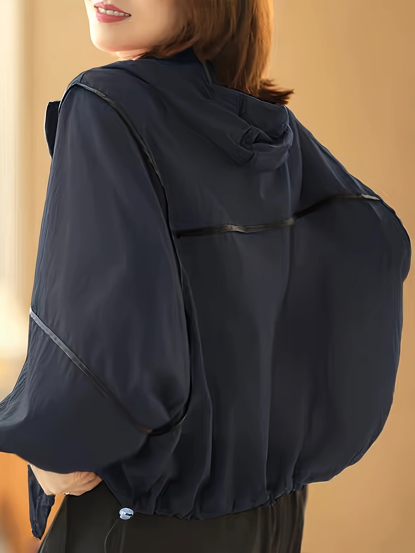 Women's Bohemian Lightweight Sun-Protective Beach Cover-Up - Sheer Breathable Hooded Long Sleeve Shirt with Pockets, Loose Fit Outdoor Casual Top for Poolside & Seaside Outings, Clothing, Nonelastic Fabric
