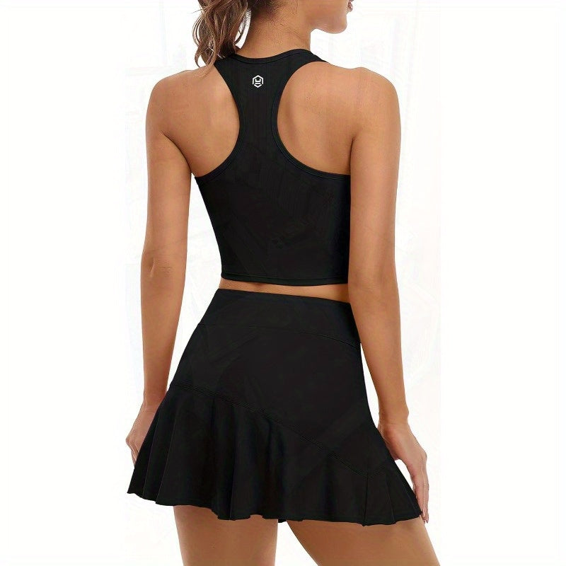 Women'S Tennis Dress with Built-In Shorts & Side Pockets - Quick-Dry Athletic Outfit, Non-Slip Back, Workout to Match Play, Tennis Dress, Sports Activewear, Sporty Racerback, Durable Sportswear, Workout Clothing, Sporty Design, Breathable Fabric, Women