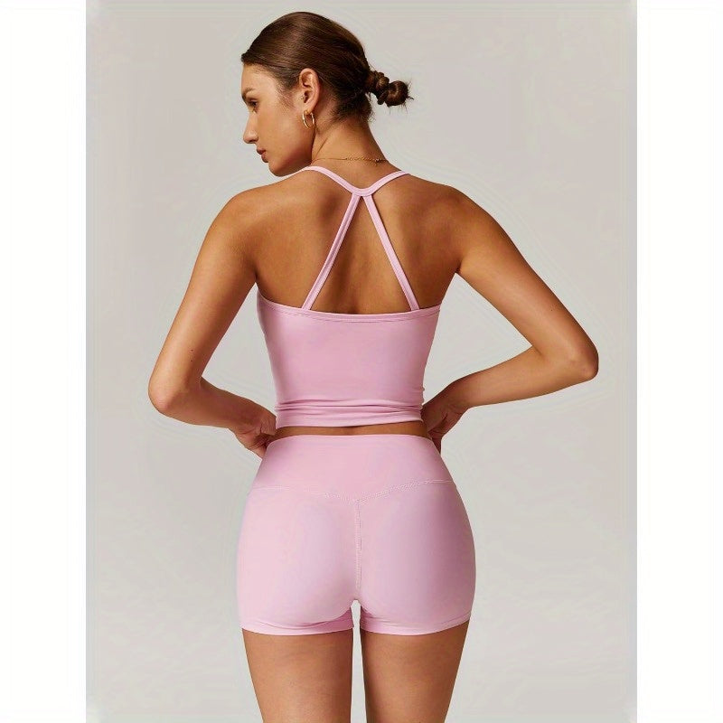 Two Piece Workout Sets for Women Tank Top Matching High Waist Booty Lifting Shorts Gym Yoga Active Wear Outfits